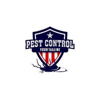 Safety Pest Control Logo Design. Dead Insects Under Pest Control Shield Logo Design. vector