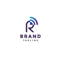 Simple Letter R Wifi Logo Design. Letter R With Radar Icon Logo Design. vector