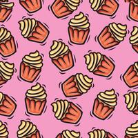 cup cake seamless pattern hand drawn collection vector