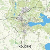 Kolding, Denmark map poster art vector