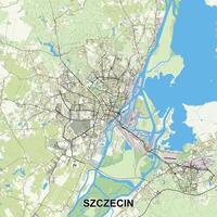 Szczecin, Poland map poster art vector