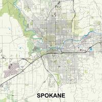 Spokane, Washington, USA map poster art vector