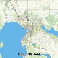 Bellingham, Washington, USA map poster art vector