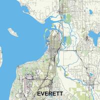 Everett, Washington, USA map poster art vector