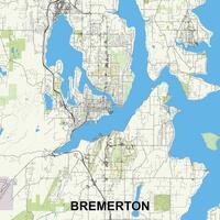 bremerton, Washington, Estados Unidos mapa póster Arte vector