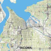 Tacoma, Washington, USA map poster art vector