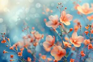 A vibrant display of assorted colorful flowers in full bloom, creating a lively and cheerful background photo