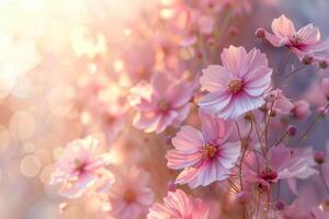 A vibrant display of assorted colorful flowers in full bloom, creating a lively and cheerful background photo