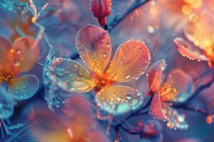 A vibrant display of assorted colorful flowers in full bloom, creating a lively and cheerful background photo