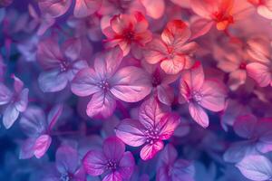 A vibrant display of assorted colorful flowers in full bloom, creating a lively and cheerful background photo