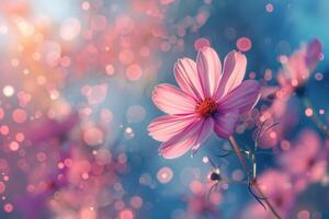 A vibrant display of assorted colorful flowers in full bloom, creating a lively and cheerful background photo