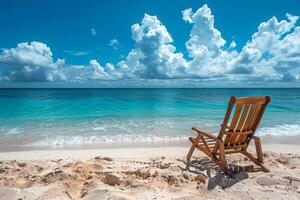 Tranquil tropical beaches with crystal-clear waters, white sands, and lush palm trees under a sunny sky photo