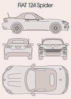 Fiat 124 Spider 2020 car blueprint vector