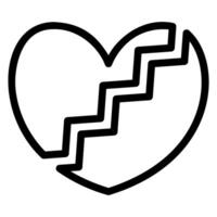 broken heart line icon vector