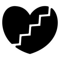 broken heart glyph icon vector