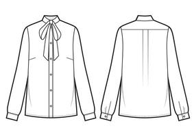 Long sleeved blous with bow tie. illustration. vector