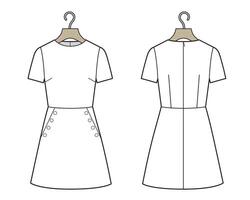 Illustration of a dress with short sleeves on a hanger. vector