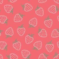 Seamless pattern of fresh white strawberry on pink vector