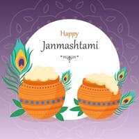 Happy Krishna Janmashtani illustration banner vector