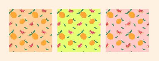 summer fruits seamless patterns vector