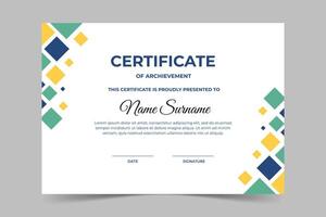 moderno elegante vistoso certificado modelo con geométrico forma. apreciación para negocio y educación. ilustración vector