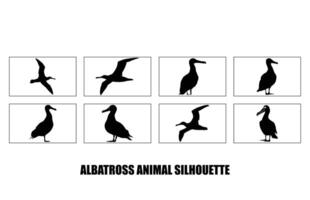 albatros silueta colocar, albatros silueta negro ilustración conjunto vector