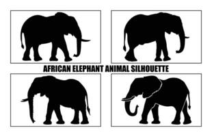 African Elephant Animal silhouette set, Wild African Elephant Silhouette set vector