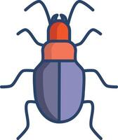 Ground Beetle linear color illustration vector