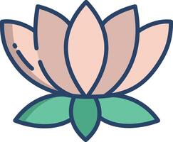 Lotus flower linear color illustration vector