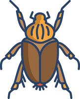 Goliath beetle linear color illustration vector