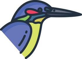Kingfisher bird linear color illustration vector