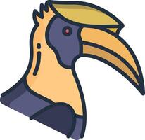 Hornbill bird linear color illustration vector