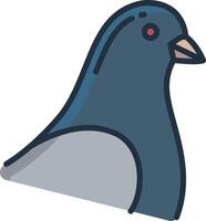 Pigeon bird linear color illustration vector