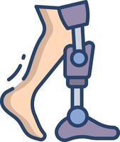 Bionic leg linear color illustration vector