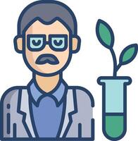 Man Biologist linear color illustration vector