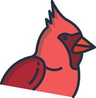 Cardinal bird linear color illustration vector