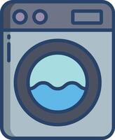 Washing machine linear color illustrations vector