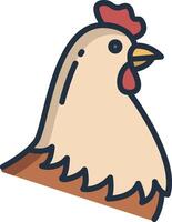 Hen bird linear color illustration vector