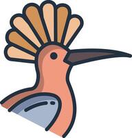 Hoopoe bird linear color illustration vector