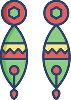 Earrings linear color illustration vector