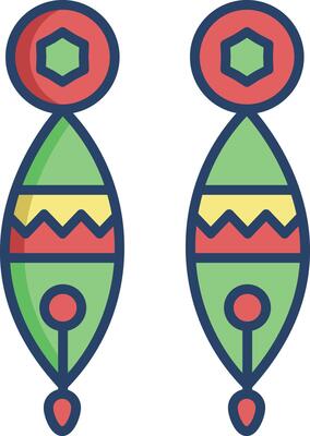 Earrings linear color illustration