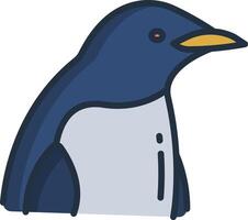 Penguin bird linear color illustration vector