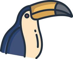 Toucan bird linear color illustration vector