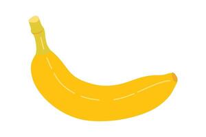 Cartoon Banana icon. Hand drawn ripe banana, trendy flat style yellow fruit. Tropical fruit, banana snack or vegetarian nutrition. Isolated on white illustration vector