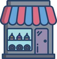 Bakery shop linear color illustration vector