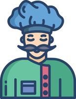 Male Baker linear color illustration vector