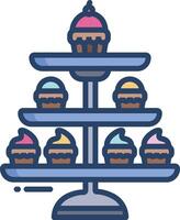 Cake Stand linear color illustration vector