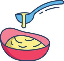 porridge with milk linear color illustration vector