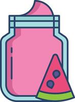 watermelon juice bottle linear color illustration vector