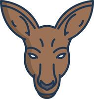 Kangaroo face linear color illustration vector